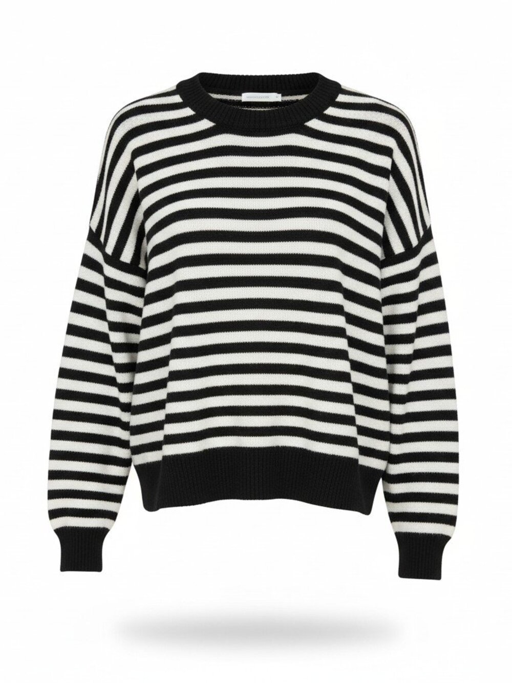 Zara Black & White Striped Knit Sweater - Size XL